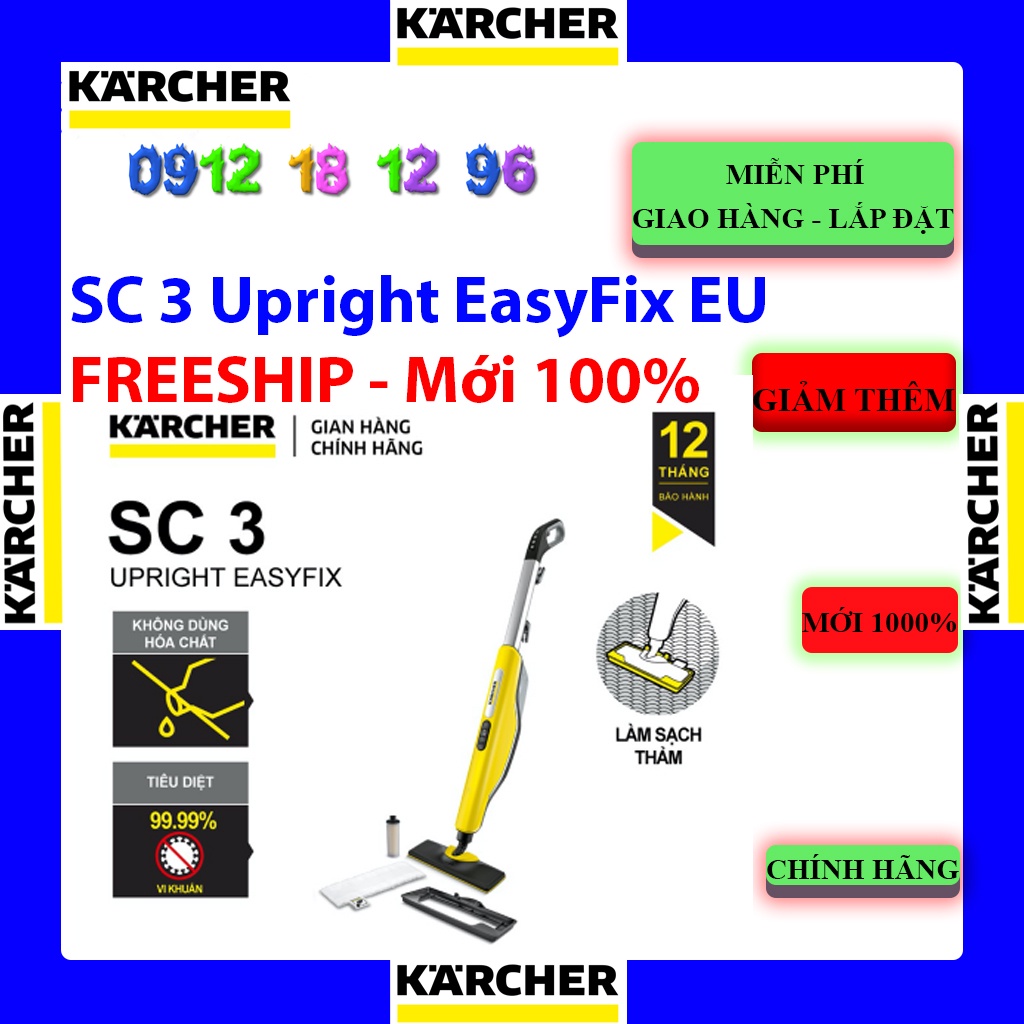 [Karcher SC3 Upright EasyFix EU] Máy làm sạch bằng hơi nước nóng Karcher SC 3 Upright EasyFix EU