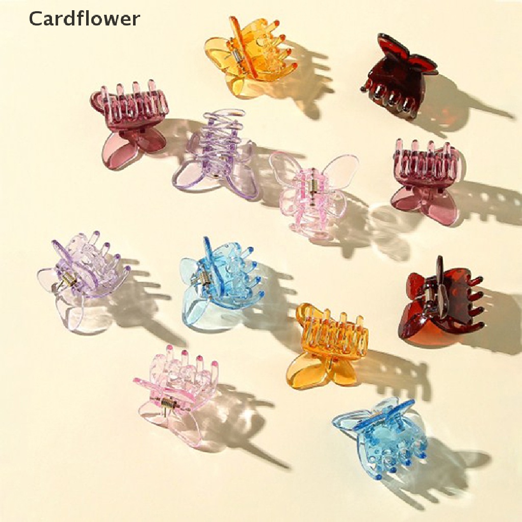 &lt; Cardflower &gt; Kẹp Tóc Hình Bướm Nhỏ Bằng Nhựa Trong Suốt Ngọt Ngào Cho Nữ Đang Giảm Giá