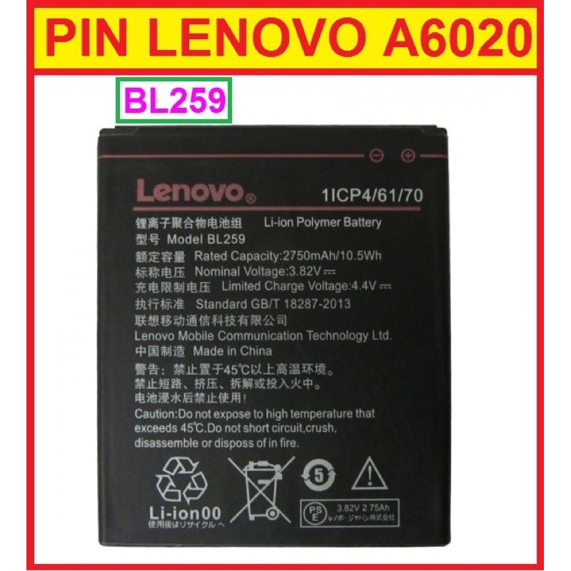 Pin Lenovo Vibe K5 Plus A6020 (BL259) xịn bảo hành 12 tháng