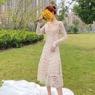 Váy ren body cổ v ulzzang