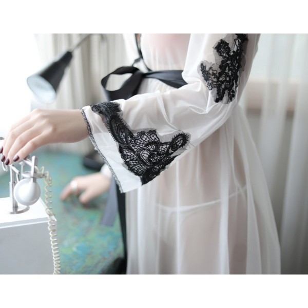 Áo choàng ngủ Tiểu thư 5047 xuyên thấu Quyến rũ + Tặng kèm quần chíp lọt khe | BigBuy360 - bigbuy360.vn