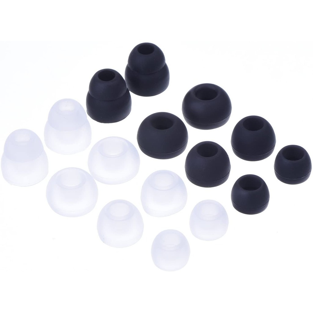 Set 8 cặp nút bọc tai bằng silicon thay thế cho tai nghe Skullcandy/ màu đen và trong suốt