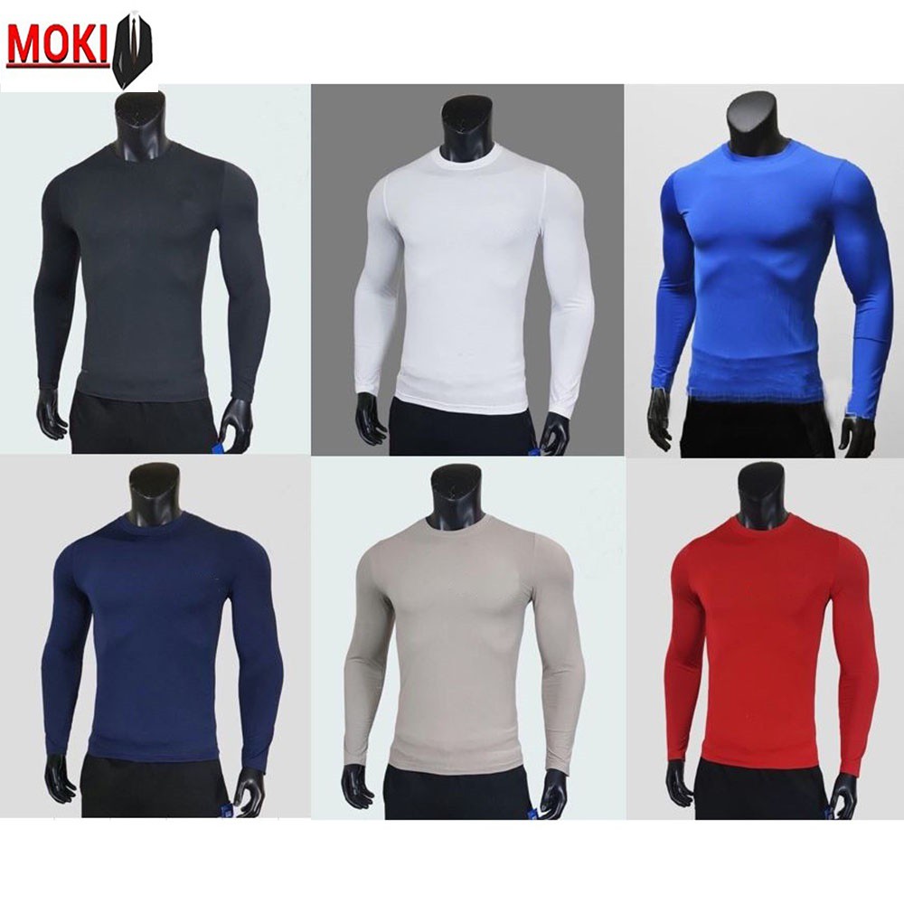 Áo thể thao dài tay nam MOKI co giãn tốt, áo giữ nhiệt nhiều màu size từ 45 đến 84kg | BigBuy360 - bigbuy360.vn