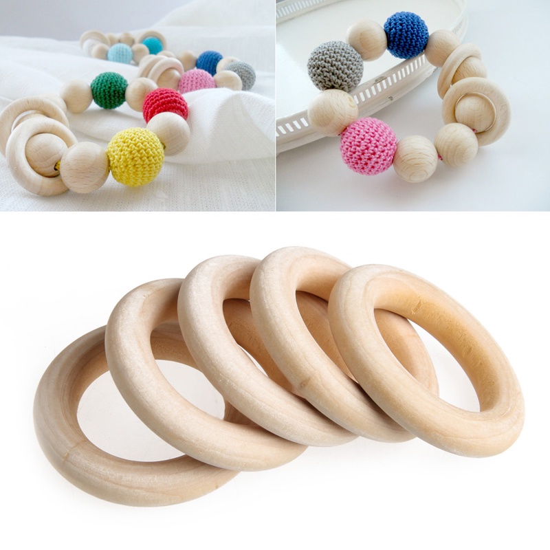 WIT 5 Pack Natura  Teething Toys for Babies DIY Vintage Appearance Bangle Pain Relief Natura  55mm