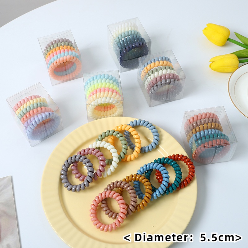 Set 6 Dây Buộc Tóc Lò Xo Co Giãn Cao Màu Kẹo Thời Trang Dành Cho Nữ