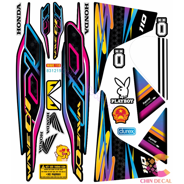 Tem WAVE ALPHA 110 Full xe mẫu 2021 Nhiều lựa chọn màu ( Decal 3 lớp cao cấp chống nước chống bay màu 831215 )