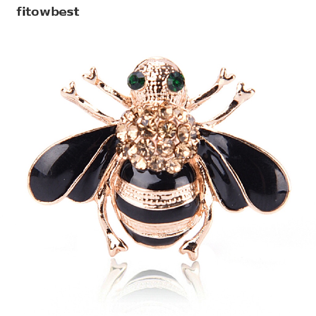 Ftvn Fashion Bee Brooch Elegant Gold Plated Crystal Rhinestone Party Brooch Jewelry QDD