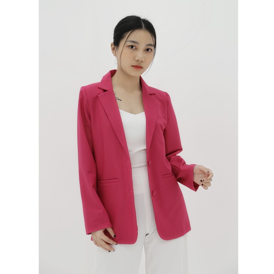 Áo vest blazer nữ KHÀN màu hồng đậm áo khoác công sở tay dài 1 lớp phong cách Hàn Quốc | BigBuy360 - bigbuy360.vn