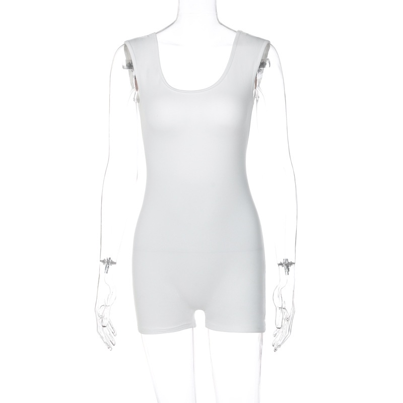 Jumpsuit Tay Ngắn Cổ Chữ U Thiết Kế Hở Lưng Quyến Rũ