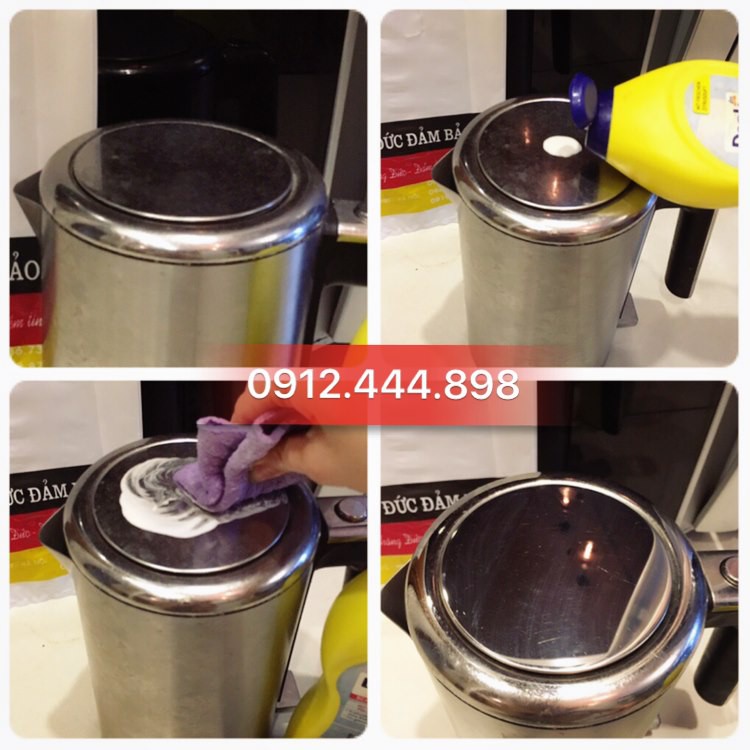 Dung dịch đánh bóng INOX , Thép không gỉ sáng bóng, Không mùi hóa chất - Denkmit, Domol chai 750ml