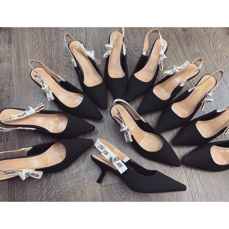 Giày cao gót Dior dáng basic chất len tăm 4-5cm cực xinh