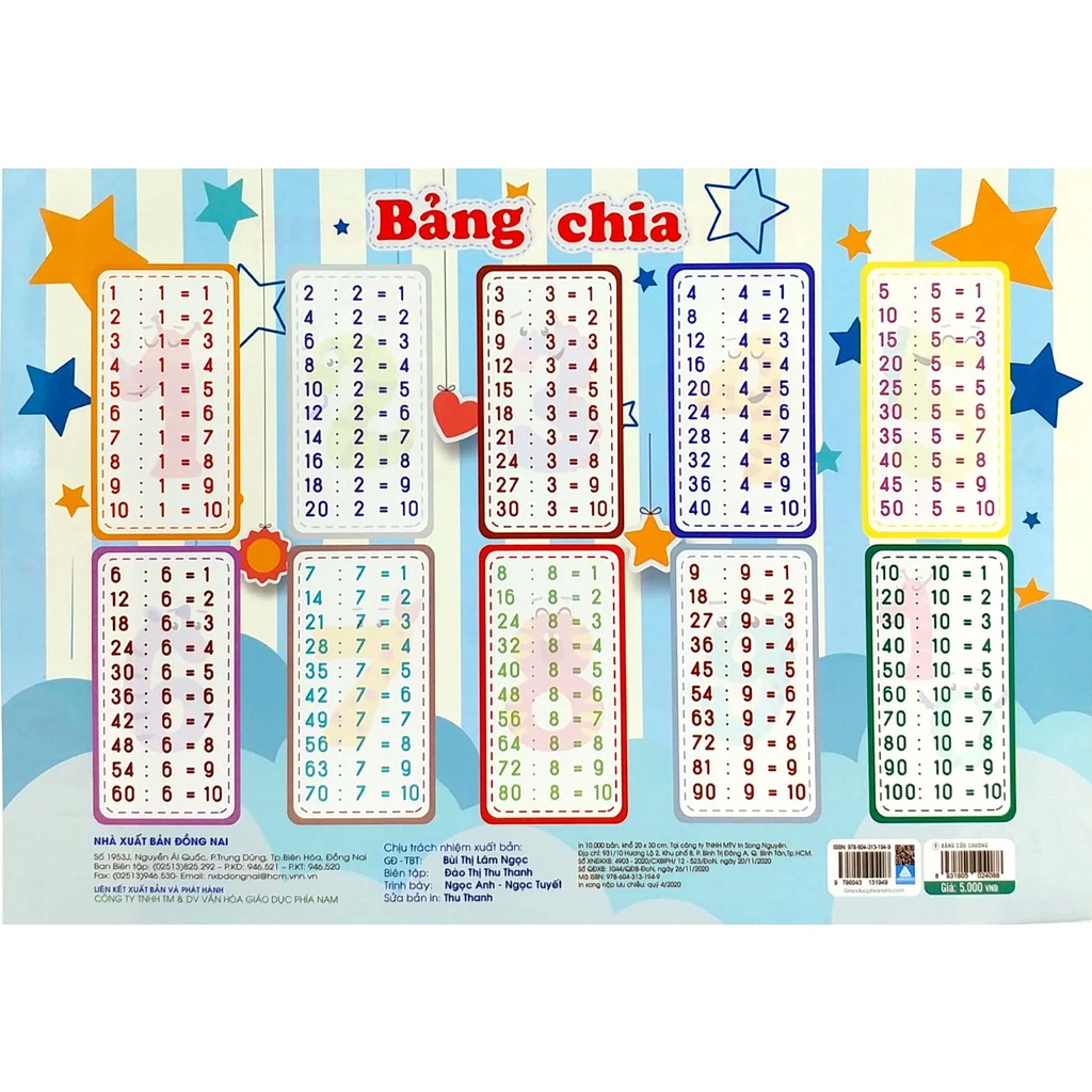 Sách Bảng Cửu Chương - Bảng Chia