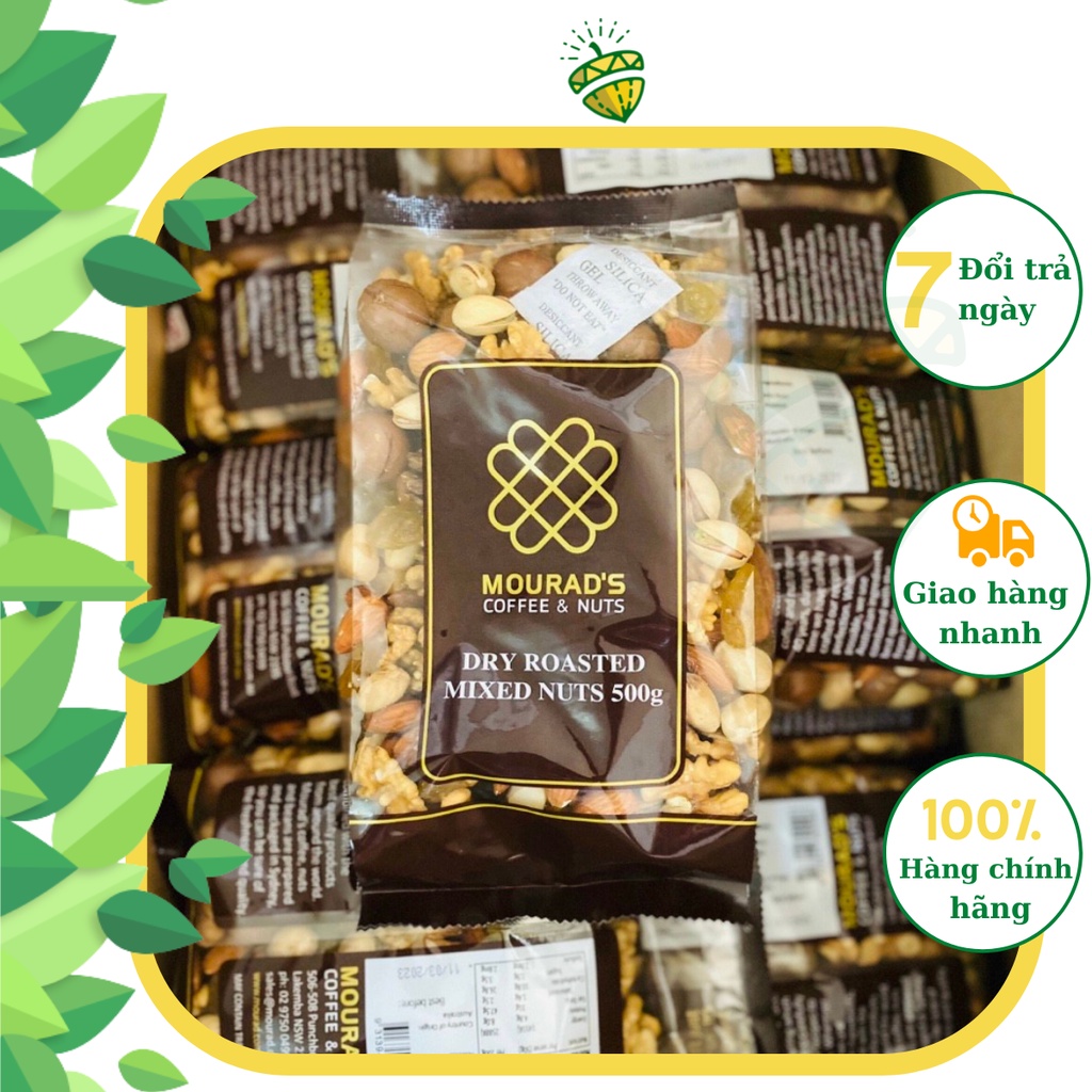 Hỗn Hợp Mixed 5 Hạt dinh dưỡng Hạnh nhân Macca Óc chó Nho khô Hạt dẻ cười úc Mourad's Granola Cao Cấp Diamond Nuts