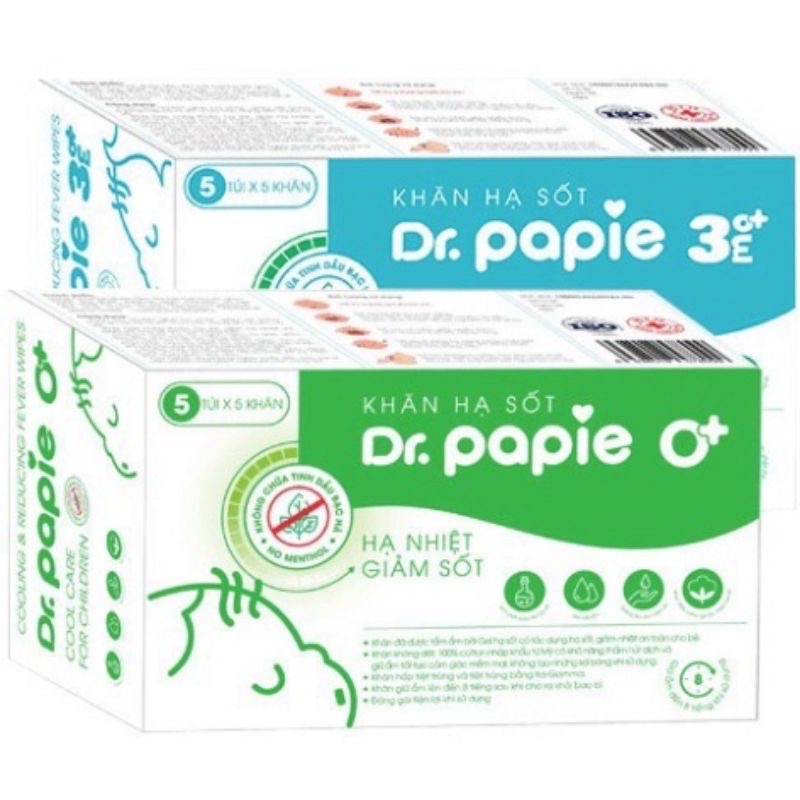 KHĂN LAU HẠ SỐT dr papie cho bé từ 0+