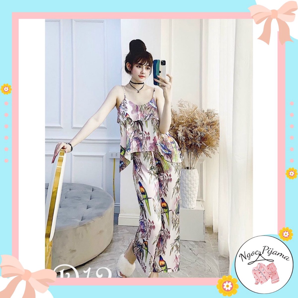 [FreeShip – Sale khô máu]Bộ ngủ lụa satin tay cộc quần dài