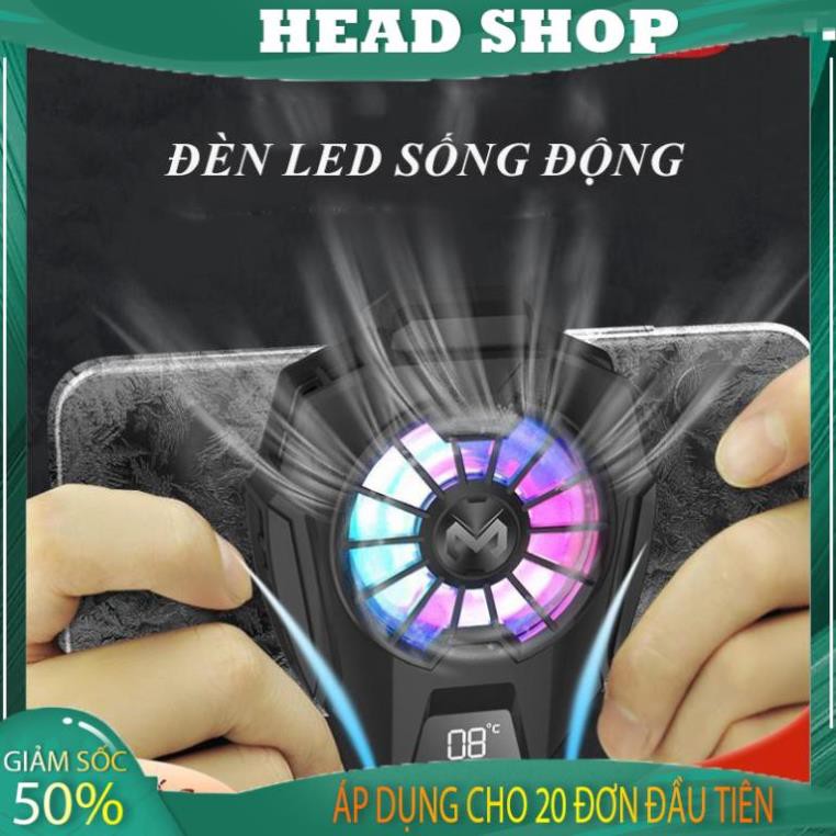 Quạt tản nhiệt Gaming MEMO DL05 thế hệ 5 cho điện thoại sò lạnh tích hợp màn hình led công tắc tắt bật HEAD SHOP