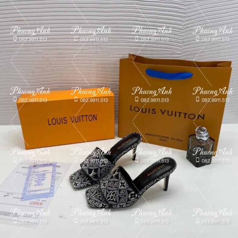 Guốc LV Gót Nhọn Quai Vải 2 Màu Xanh Đen Full Size 35-39