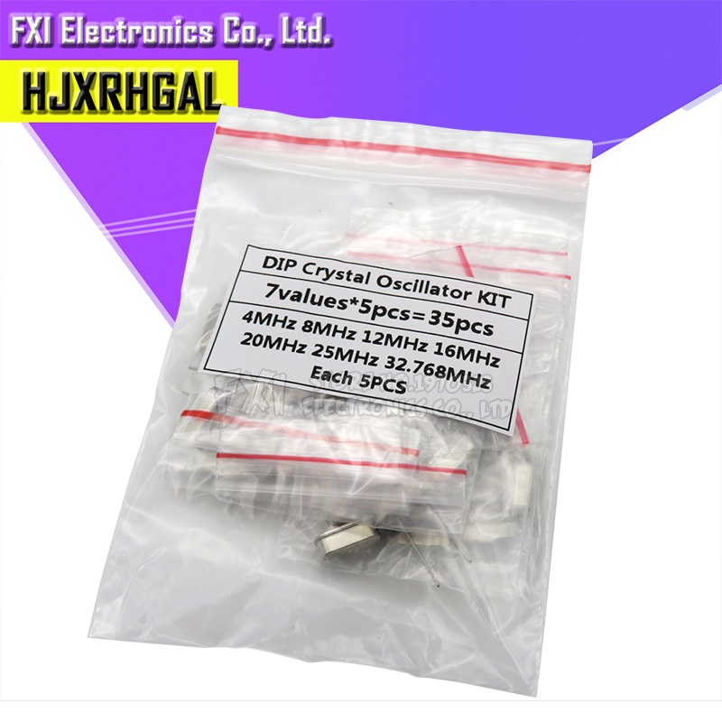 35 chiếc 32.768Khz 6Mhz 8Mhz 11.0592Mhz 12Mhz 16Mhz 20Mhz Bộ dao động pha lê HC-49S Bộ phân loại 5 c