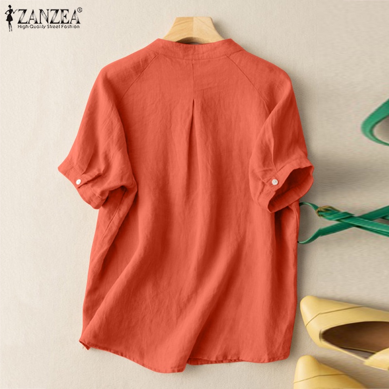 Áo thun ZANZEA cotton mỏng dáng rộng thời trang mùa hè dành cho nữ