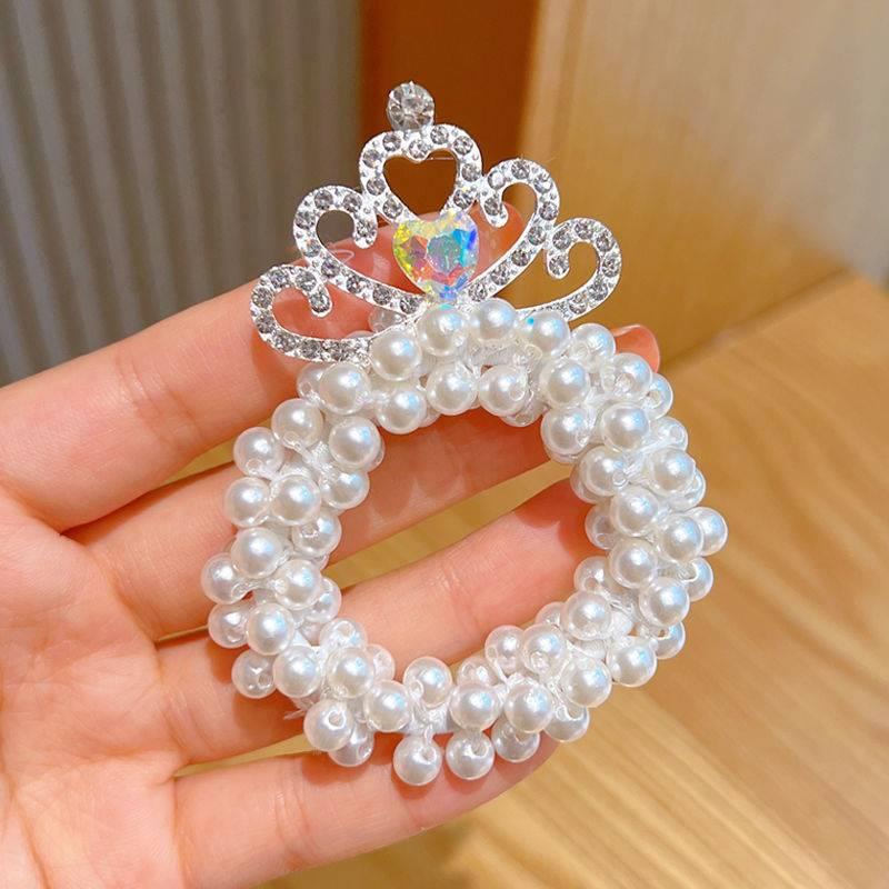 Dây buộc tóc vòng ngọc trai nhân tạo vương niệm cho bé, dây chun buộc tóc vương niệm đính đá ( giao ngẫu nhiên hình )