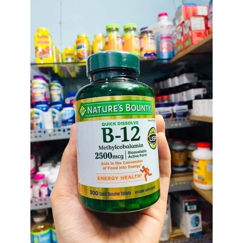 💊 Viên uống Bổ Máu NATURE'S BOUNTY Vitamin B12 2500MG 300 viên của Mỹ