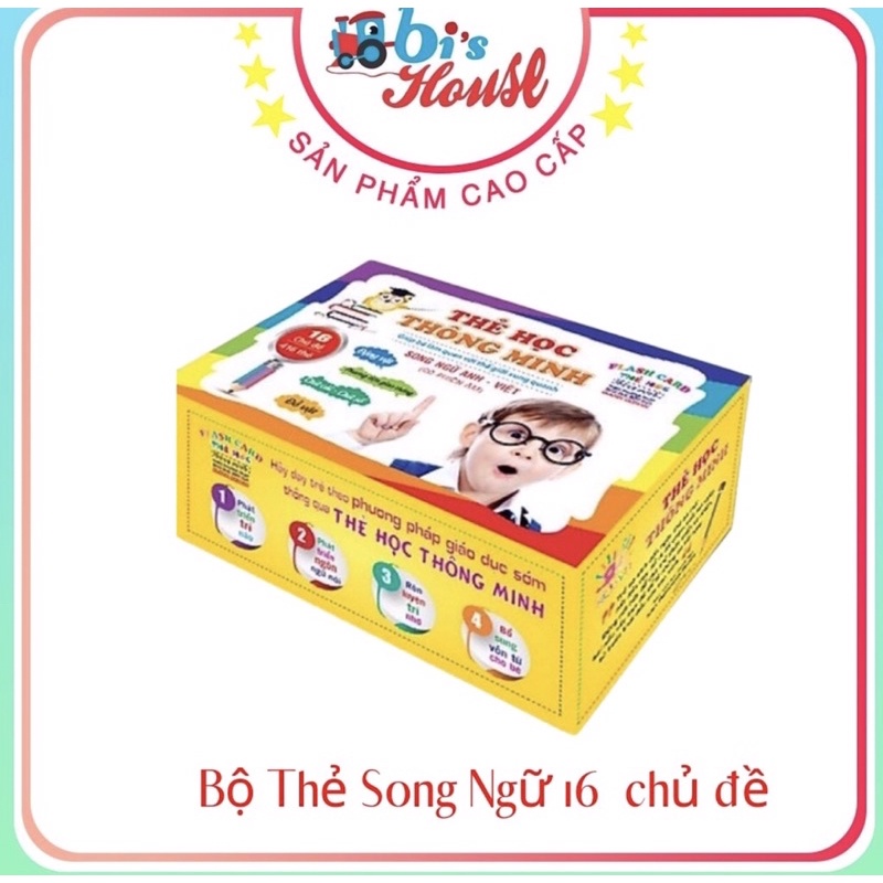 Bộ thẻ học thông minh 16 chủ đề song ngữ Tiếng Anh Tiếng Việt cho bé