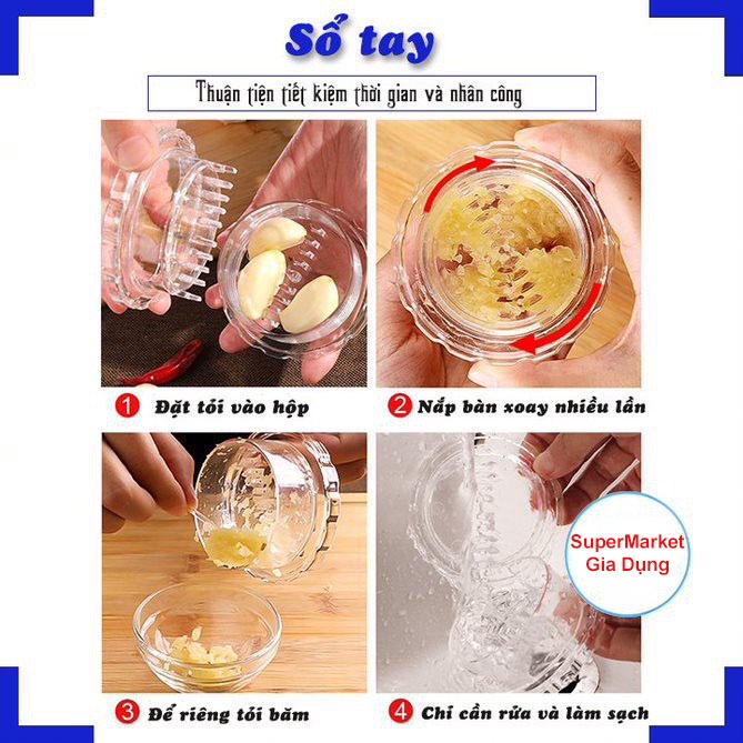Dụng cụ xay nghiền tỏi, ớt cầm tay mini