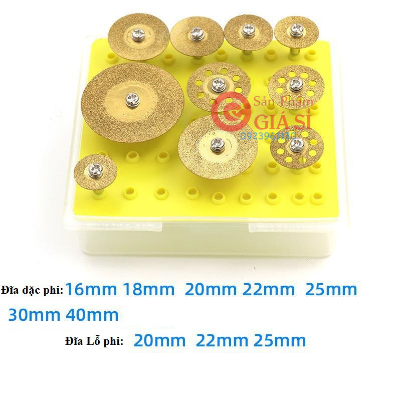 bộ 10 đĩa cắt kim cương các loại -Đĩa cắt đa năng lưỡi kim cương cán 3mm( mau ngẫu nhiên) ❤️freeship❤️