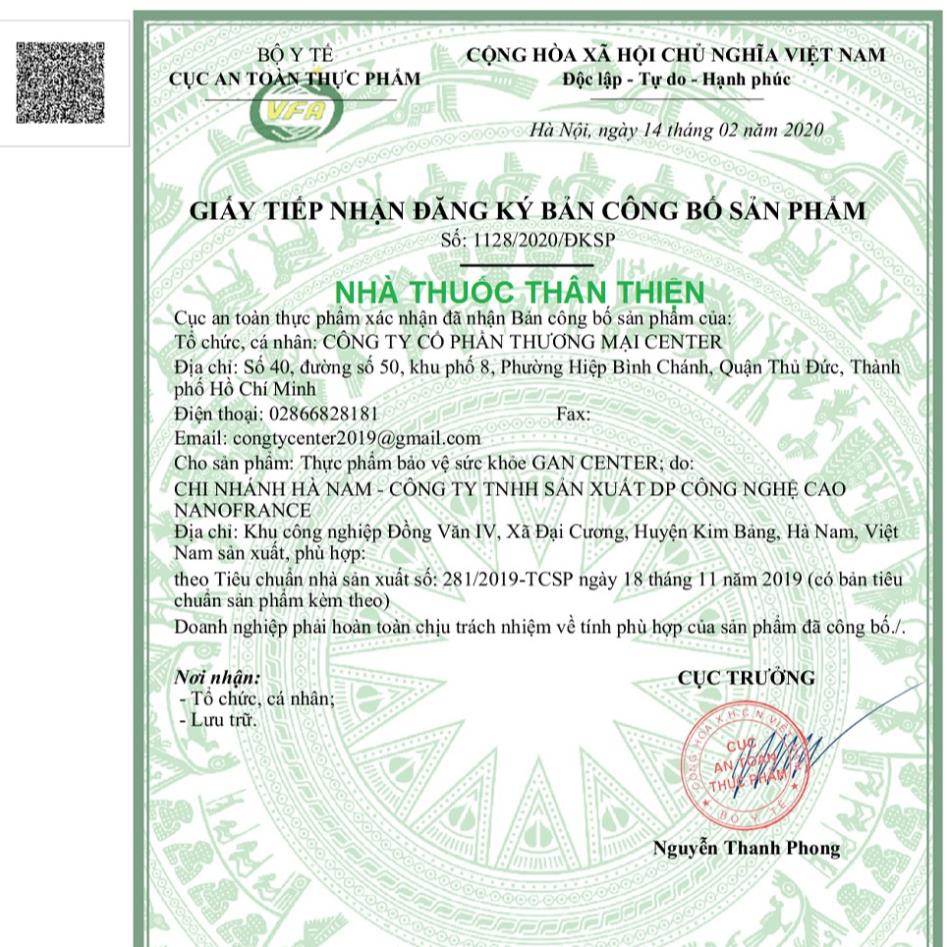 Gan Center – Hỗ trợ giải độc gan, tăng cường chức năng gan, bảo vệ tế bào gan (Lọ 50 viên)
