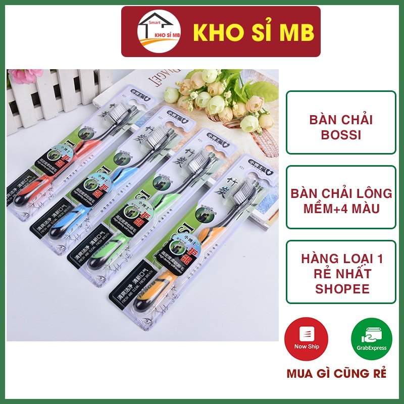 Bàn chải đánh răng lông mềm màu đen, tinh chất than tre BOSSI Hàn quốc hàng loại 1 - KHO SỈ MB