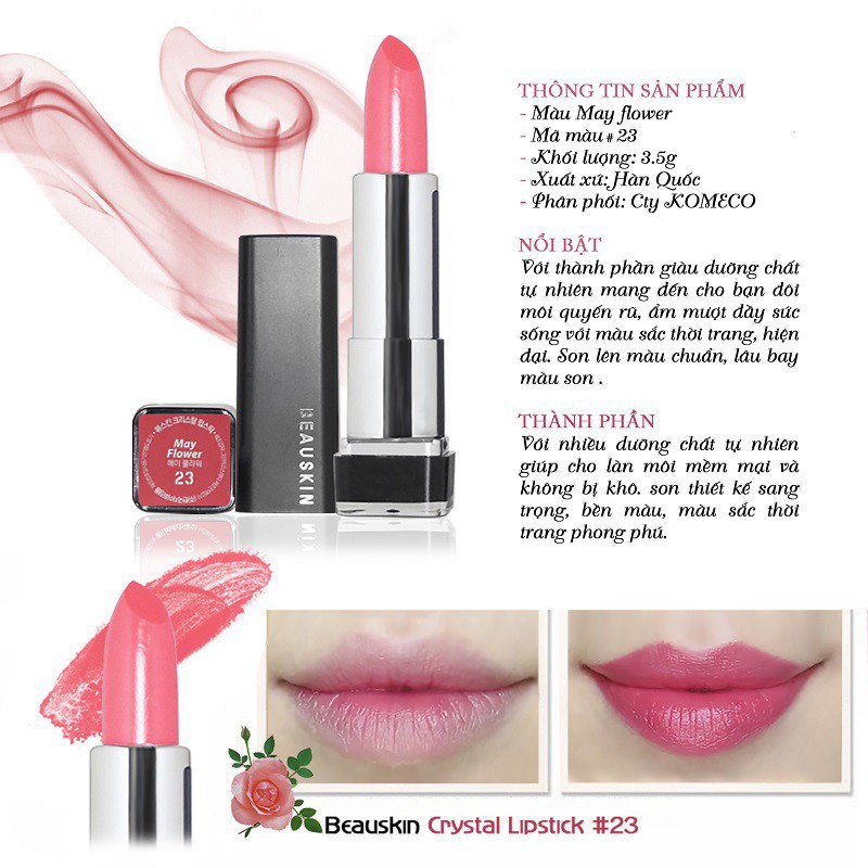 Son lì mềm môi Beauskin Crystal Lipstick Hàn Quốc 3.5g