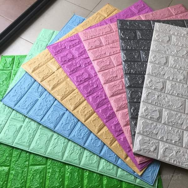 Xốp dán tường cao cấp G01 giả gạch 3D kích thước 70 x 77 cm không thấm nước dày dặn siêu dính tiện lợi