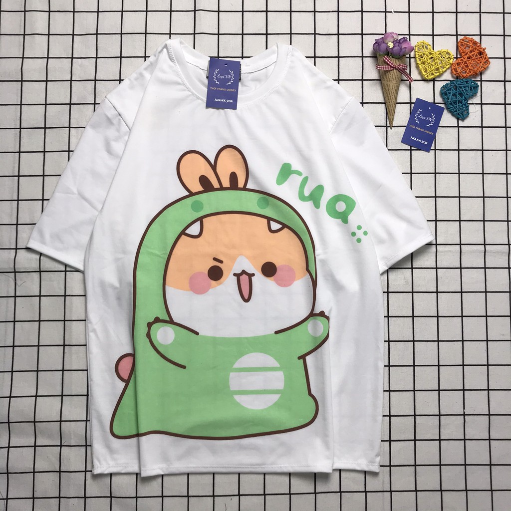 Áo Thun Nam Nữ Unisex &quot;chibi RUA&quot; -Lapi VN, Chất Cotton Form Rộng Tay Lỡ Cổ Tròn Freesize, Big Size