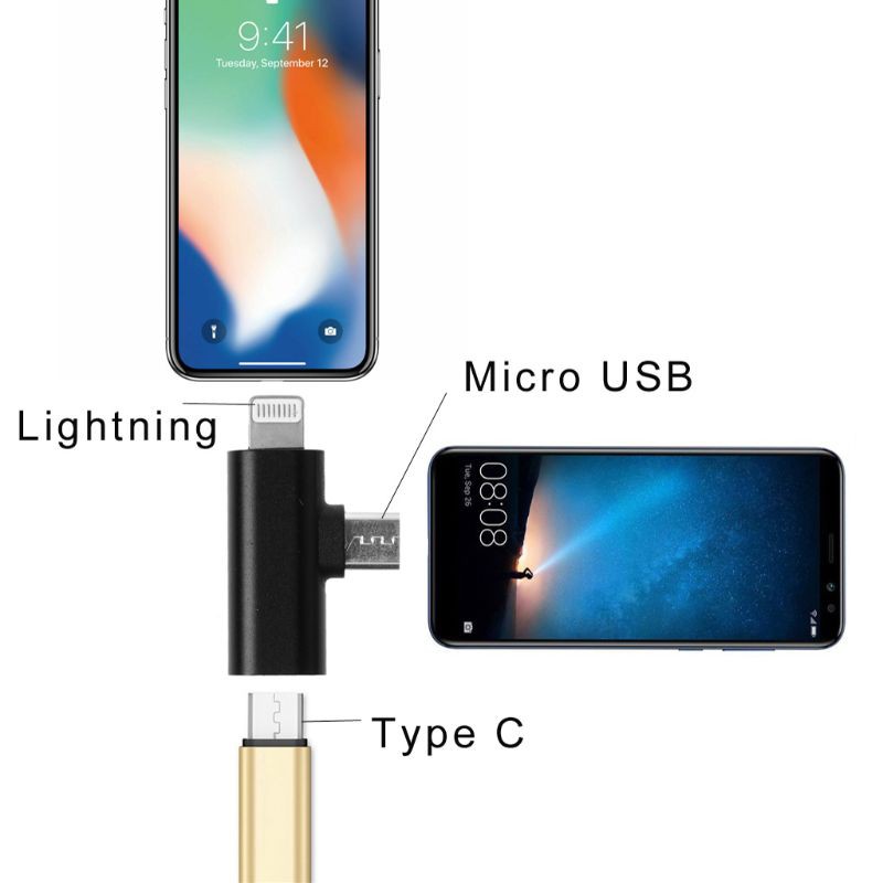 Đầu nối chuyển đổi cổng type C sang cổng Micro USB + Lighting chuyên dụng