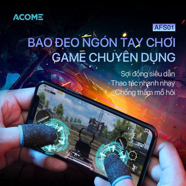 Găng tay chơi game Sợi đồng chống mồ hôi co dãn siêu bền dành cho game PUBG FF Tốc Chiến Liên Quân mobile - ACOME AFS01