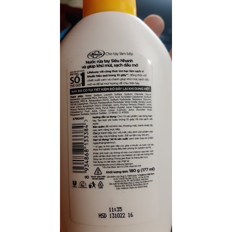 Nước rửa tay Lifebuoy 180g , xà bông rửa tay diệt khuẩn