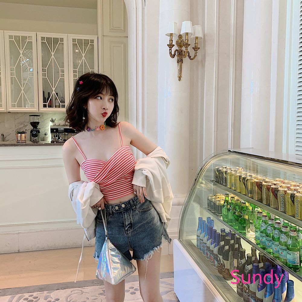 Áo Nữ Không Tay Họa Tiết Sọc Thời Trang Quyến Rũ