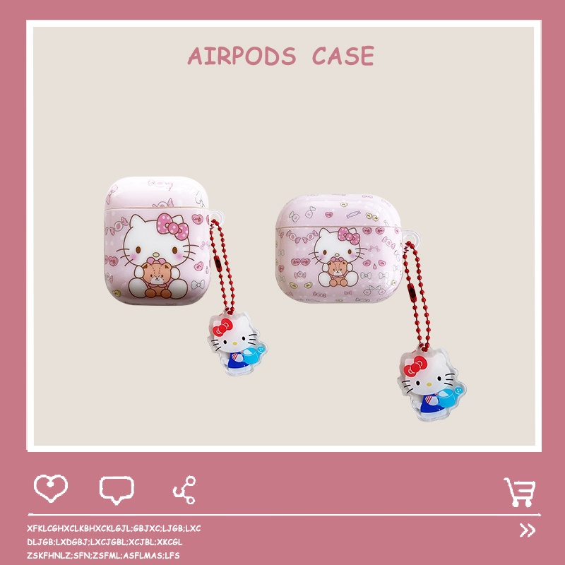 Vỏ Bảo Vệ Hộp Sạc Tai nghe không dây Airpods pro Air Pods 3 Họa Tiết Hoạt Hình Hello Kitty Dễ Thương