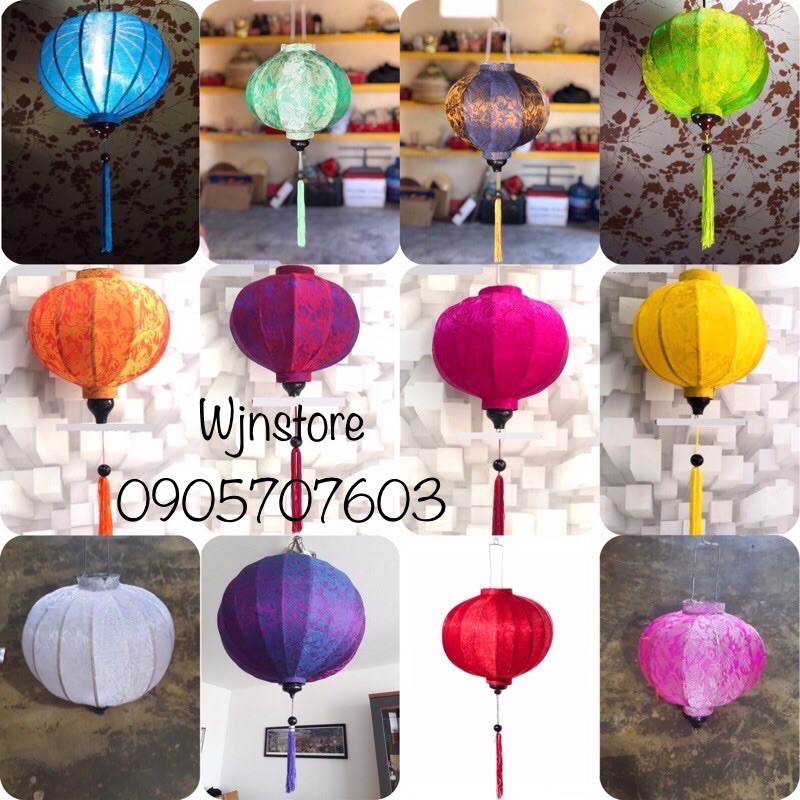 Đèn lồng hội an chất liệu vải dáng tròn treo tết đa dạng màu nha  vietnames lanterns