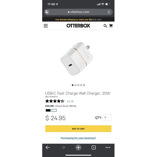 Củ Sạc OTTERBOX 20W Type C Thương Hiệu Mỹ OTTERBOX Wall Charger 20W