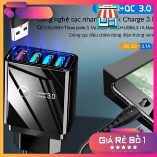 Củ Sạc Điện Thoại 4 Cổng USB Sạc Nhanh 3.0 Chuẩn Châu Âu