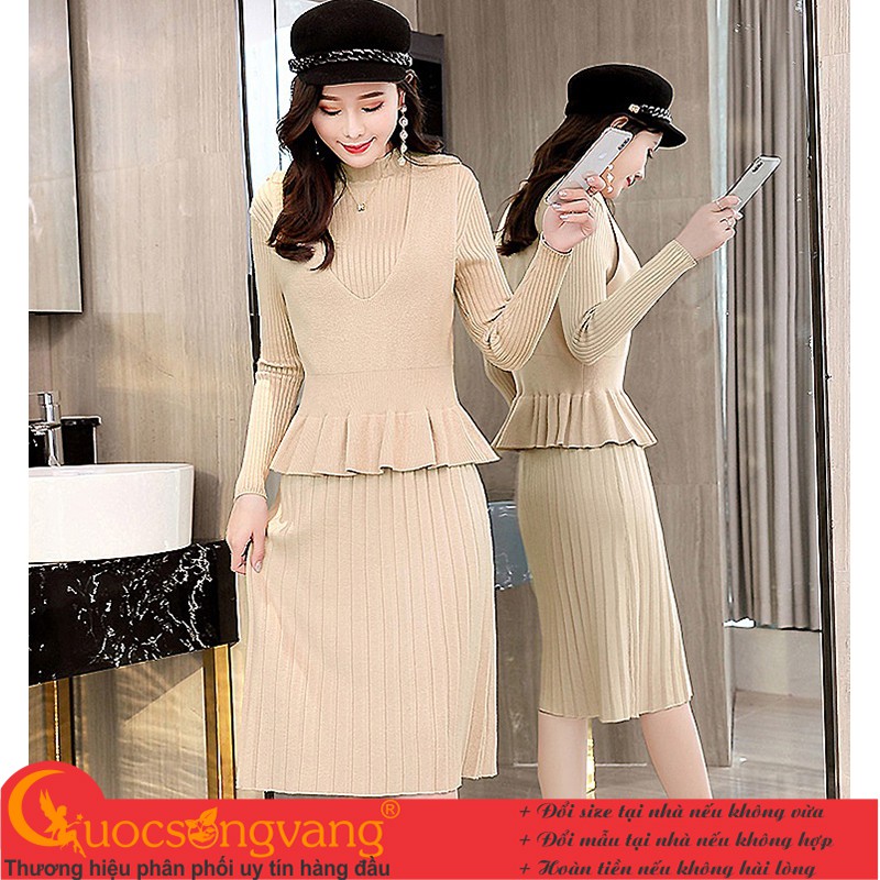 Bộ đồ len cao cấp váy len và áo gile rời GLSET041 Cuocsongvang