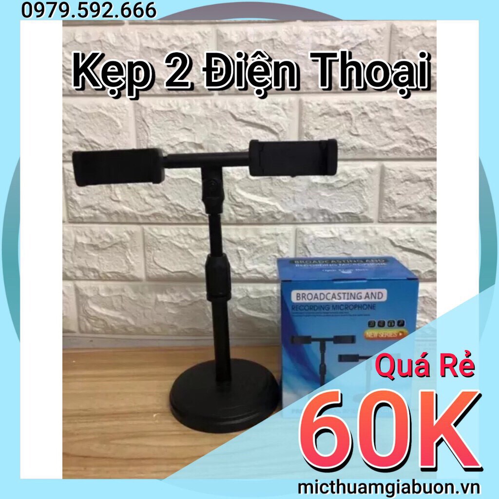 [Thiết Kế Cứng Cáp] Kẹp 2 Điện Thoại Hỗ Trợ Live Stream fb, shoppe, học online trên điện thoại - siêu bền siêu chắc chan