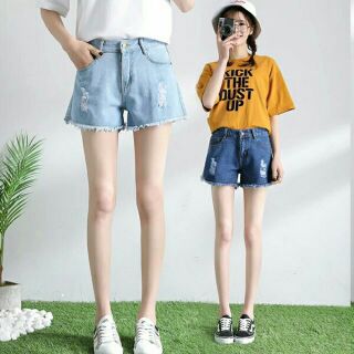 Quần bò nữ Ulzzang quần đùi jean soóc ống rộng