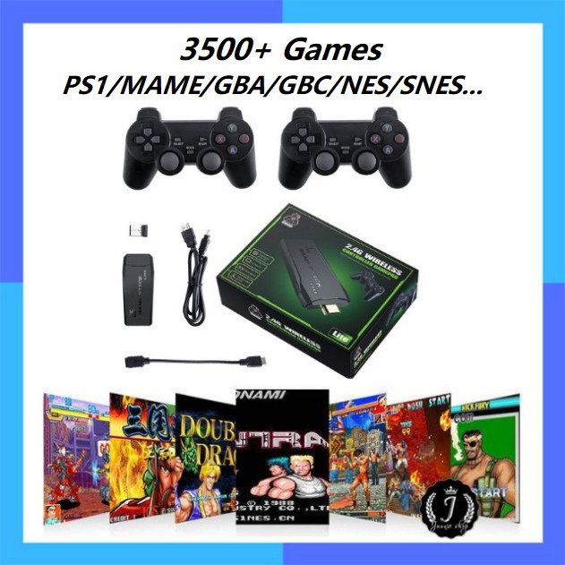 Máy Chơi Game 4 Nút Stick Lite HDMI Tay Cầm Không Dây Tích Hợp 10000+ Game Thùng/GBA/NES/PS1...
