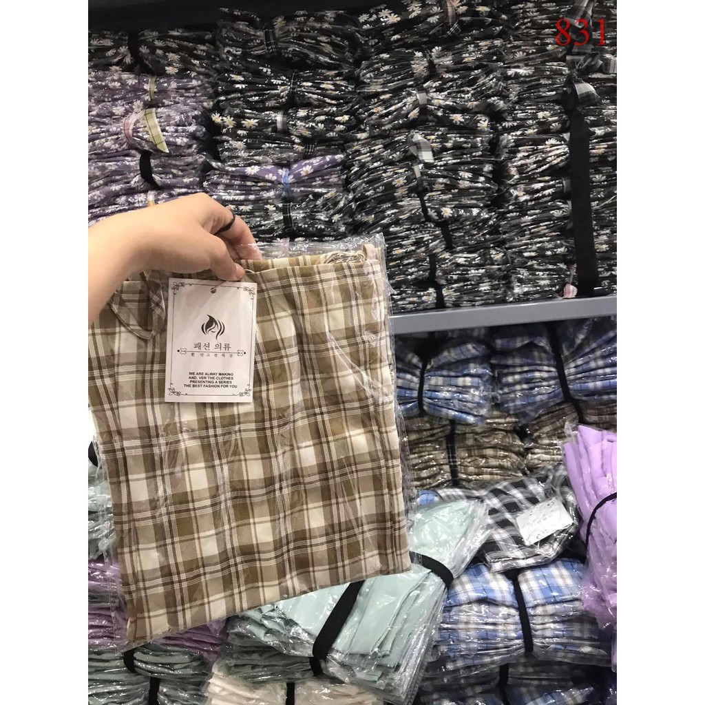 Váy 2 dây 831 kẻ karo  chất kẻ thô