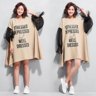 (Order 5-10days) Đầm oversize phối tay ren siêu xinh