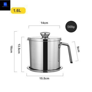 💟XẢ KHO💟 Lọc Dầu Ăn, Ca Lọc Dầu Ăn 1.5L Inox 304 Lọc Bỏ Cặn Dầu Ăn Có Khay Lọc Hiệu Quả, Bình Đựng Dầu Thừa Tiện Dụng