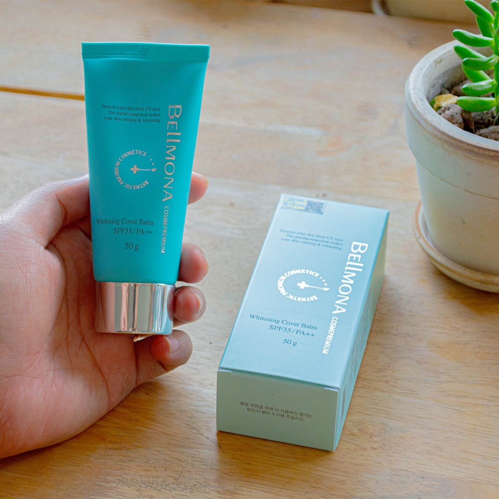 [FOLLOW GIẢM 20K]Kem che khuyết điểm chống nắng dưỡng trắng, làm dịu da nhạy cảm Bellmona Whitening Cover Balm 35/ PA ++ | BigBuy360 - bigbuy360.vn