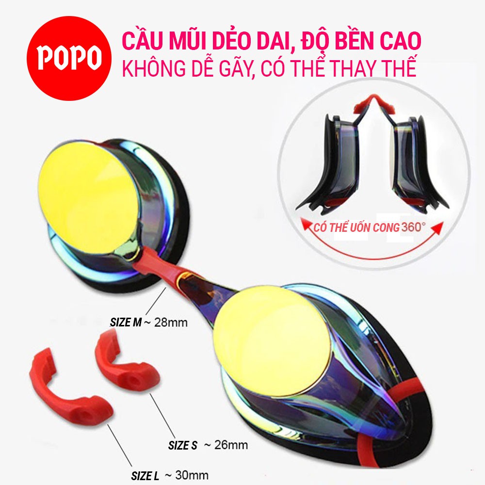 Kính bơi người lớn POPO RG700 mắt kính tráng gương  cao cấp cản tia uv, chống hấp hơi kiếng bơi thi đấu cho nam nữ